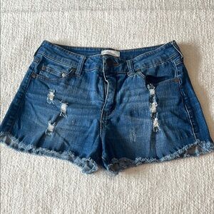 Elan Frayed Hem Blue Jean Shorts
